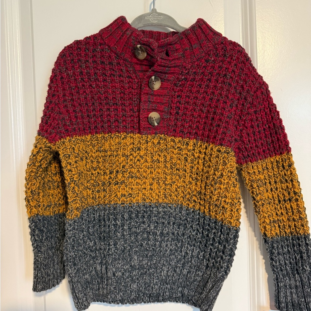 Colorblock Button-Up Toddler Sweater